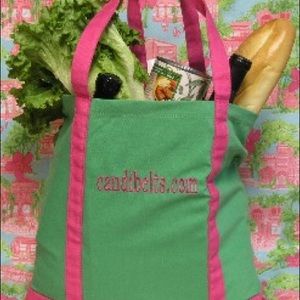 Green & Pink cotton tote